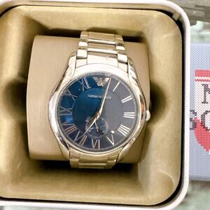 Emporio Armani Valente AR11085 Men's Watch With Blue Dial Silver Metal Belt